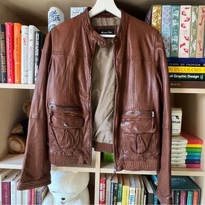 🤎 Massimo Dutti Brown Leather Jacket